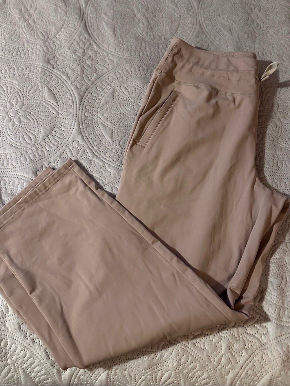 SANTINY women's fleece lined pants, beige, XL